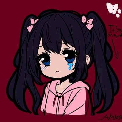 cute anime girl sad