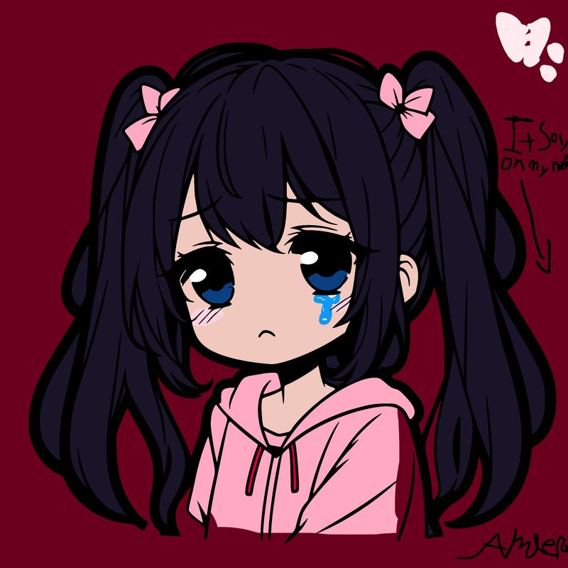 cute anime girl sad