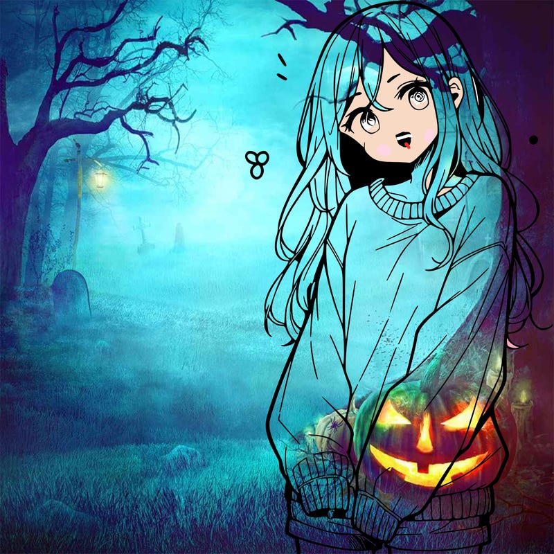 manga teen girl  in a sweater and baggy pants