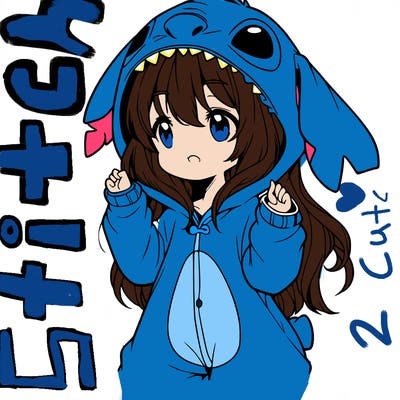 anime girl in a stitch onsie