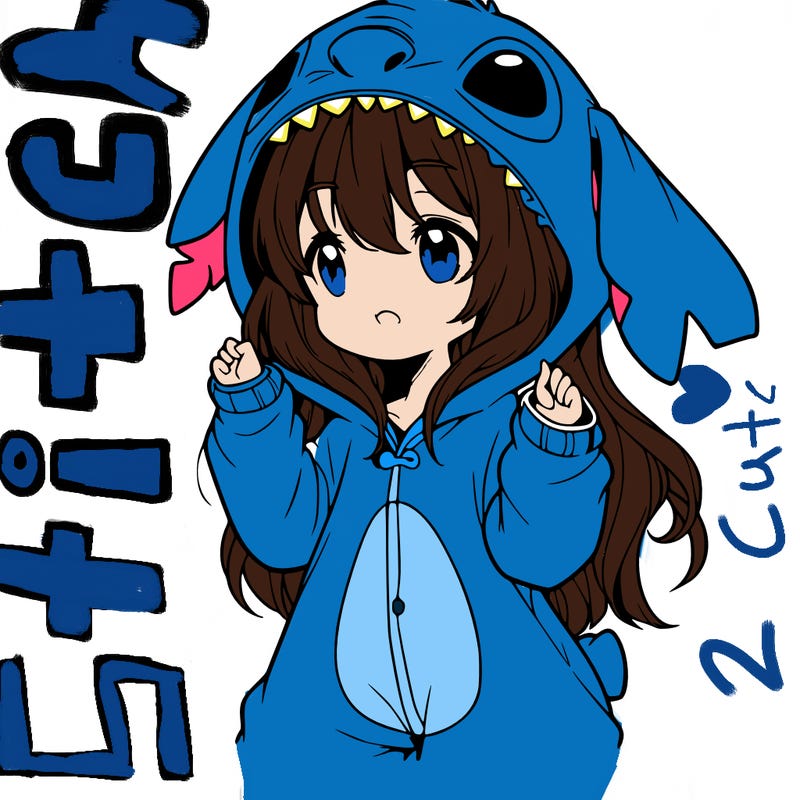 anime girl in a stitch onsie