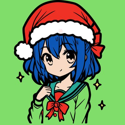 anime girl wearing a santa hat