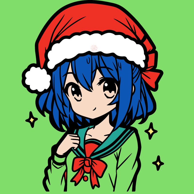 anime girl wearing a santa hat