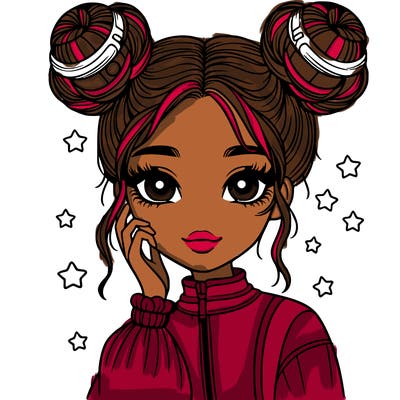 beautiful girl with space buns