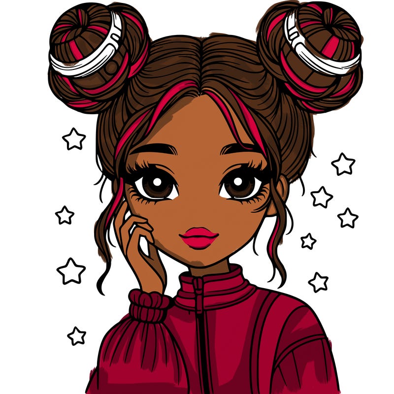 beautiful girl with space buns