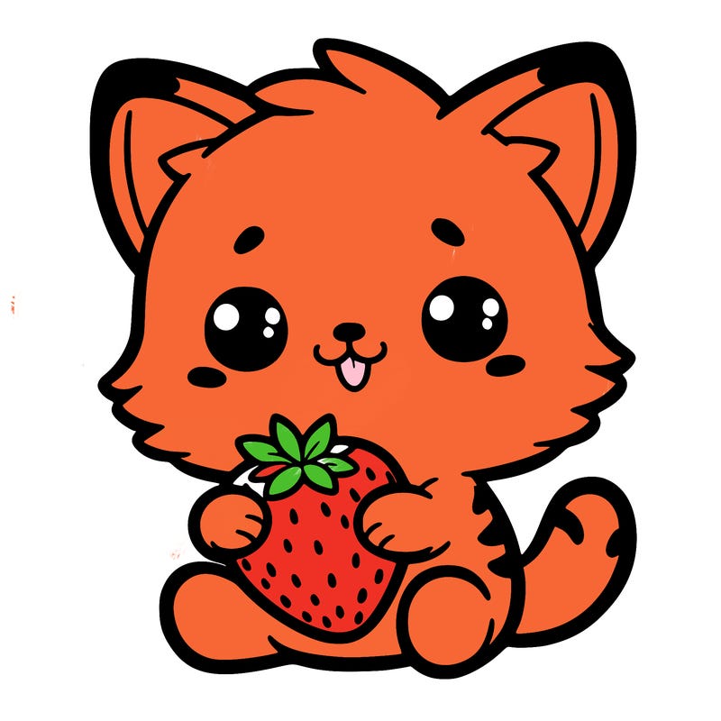 cute cat holding a strawberry