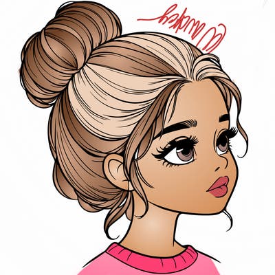 realistic girl with bun