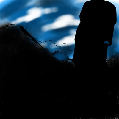 moai statue and landscape