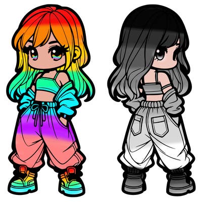 girl in crop top and baggy pants