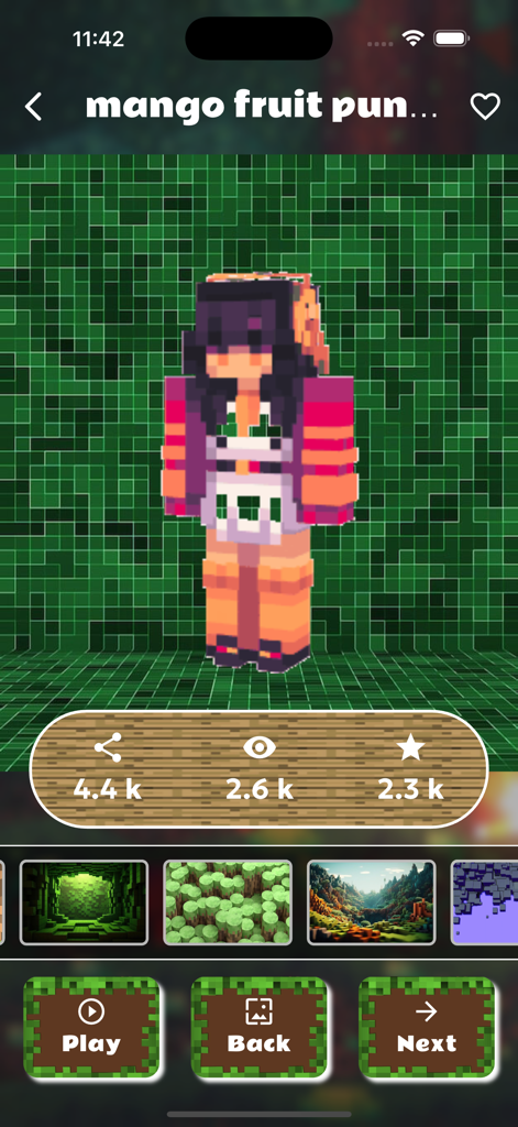 Skins for Minecraft PE - MCPE - A preview of a high definition character skin for Minecraft PE with views and favorites statistics.