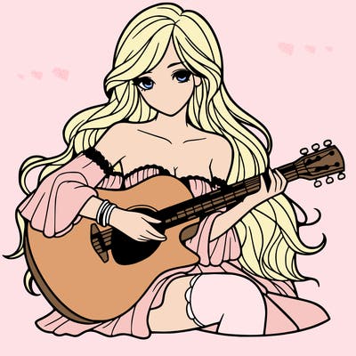 beautiful girl playing the guitar
