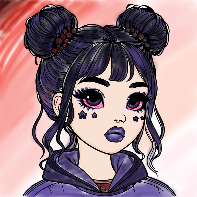 realistic girl with space buns