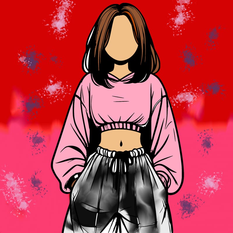 realistic girl faceless with baggy pants and a crop top
