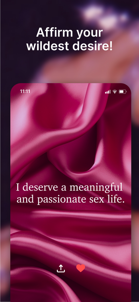 Manifest Affirmations - Manifest Affirmations app screen displaying a desire affirmation on a pink silk background