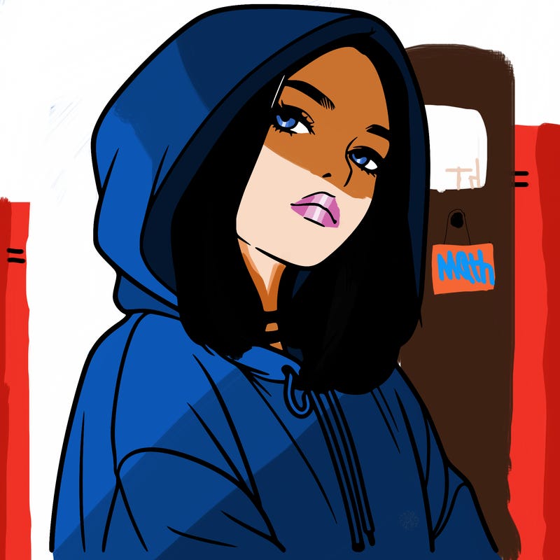 a realistic girl in a hoodie