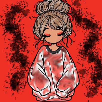 girl with baggy sweatshirt and messy bun