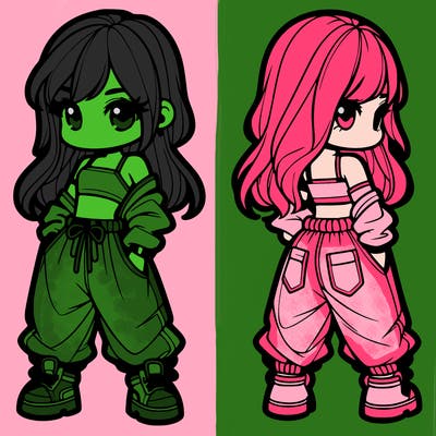 girl in crop top and baggy pants