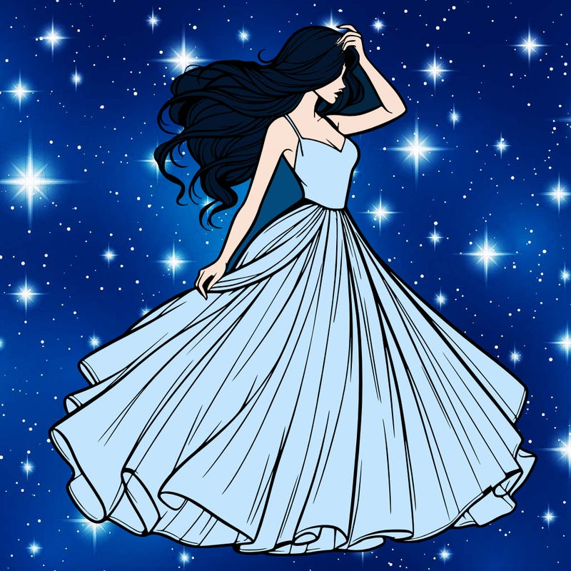 realistic woman with dress flowing in the wind