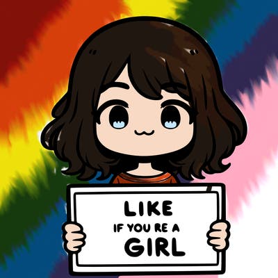a cute girl holding a sign that says like if you’re a girl