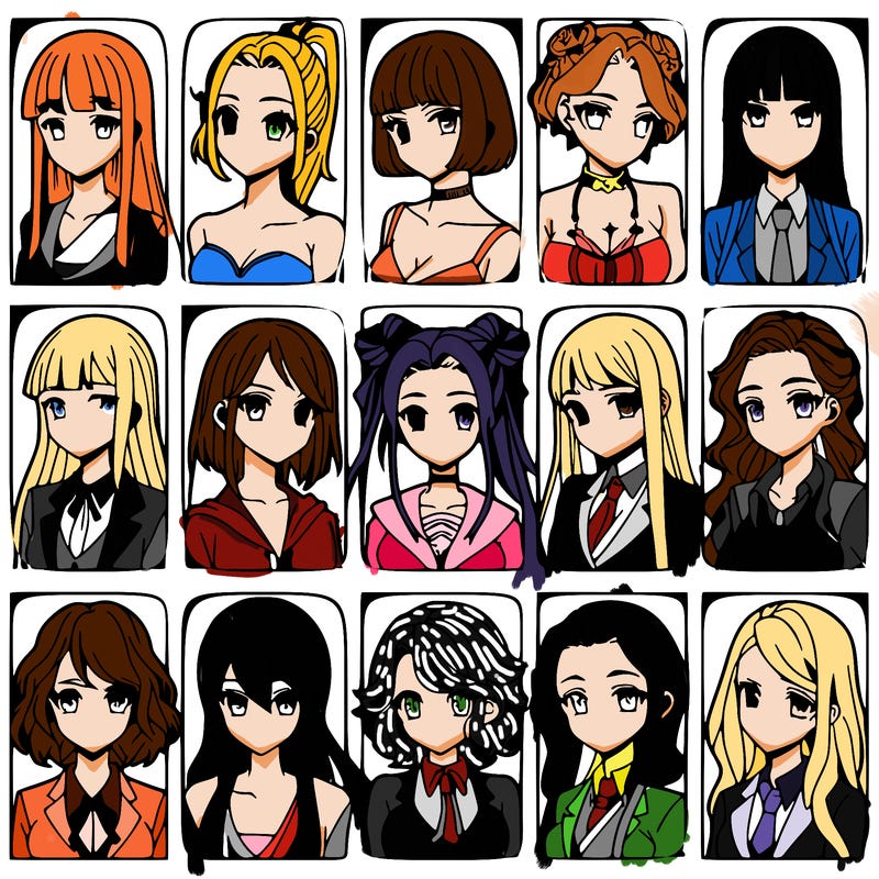 girls that look diffrent anime