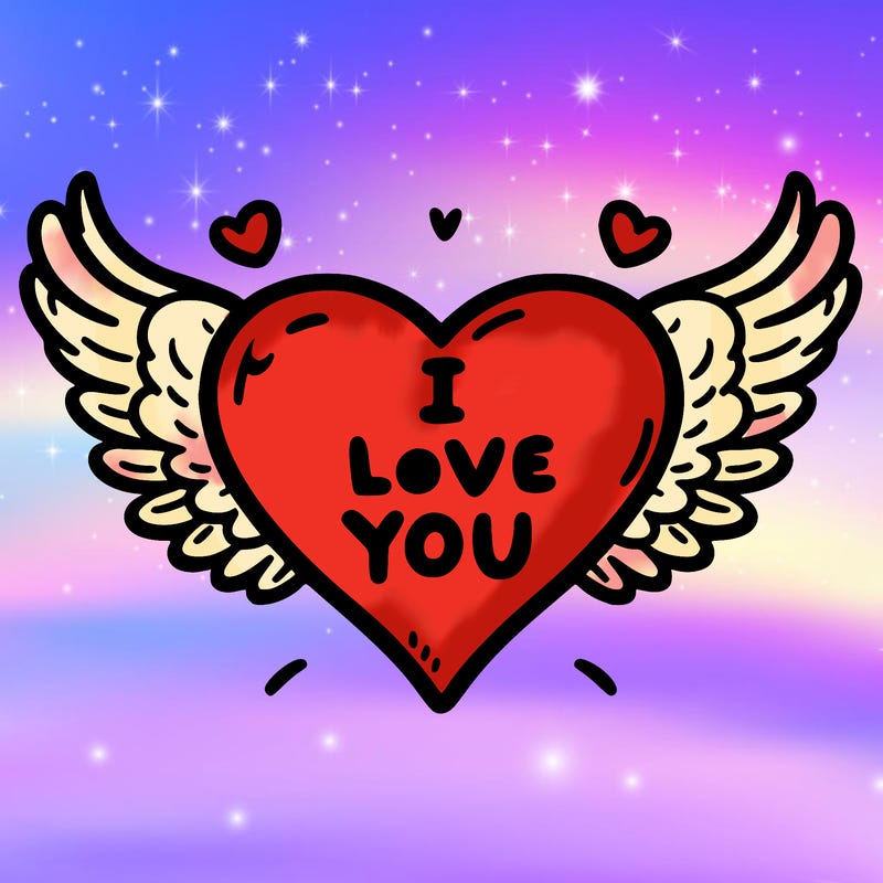 heart with wings and a i love you message