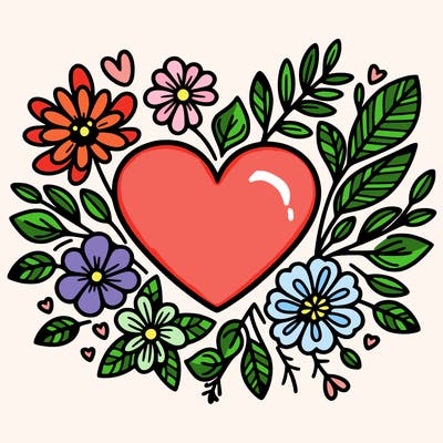 heart with flowers
