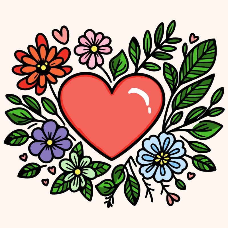 heart with flowers