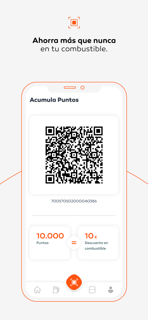 Mundo Galp - Tela do aplicativo Mundo Galp mostrando um código QR para coletar pontos de fidelidade para descontos em combustível.