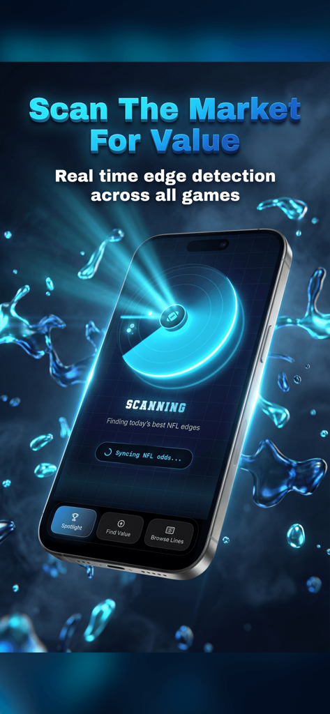 DeepChamp AI: Sports Betting - Interfaz de la aplicación DeepChamp AI escaneando mercados de apuestas deportivas para detectar valor en tiempo real y detectar ventajas.