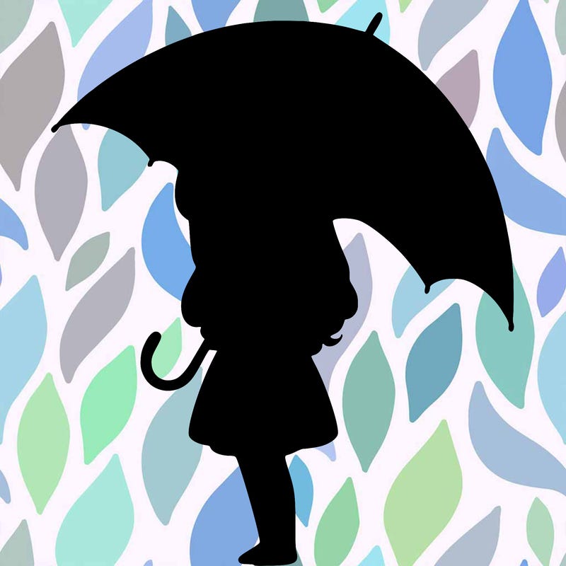 lonely girl holding black umbrella