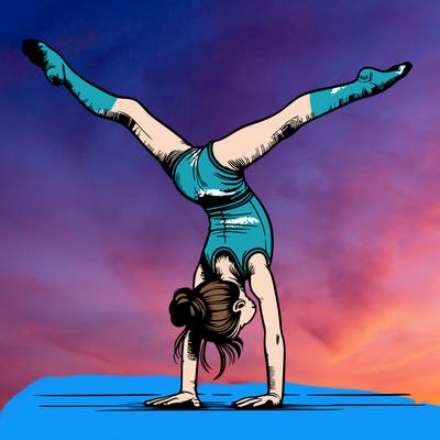 realistic gymnastic hand stand girl in four splits