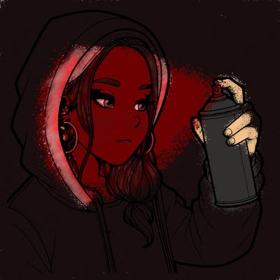 a realistic girl, spray painting