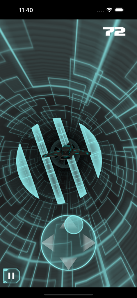 Una nave espacial volando a través de un túnel verde futurista en el juego arcade ST-3D-R