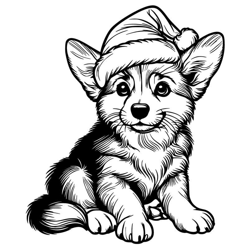 realistic dog with a santa hat