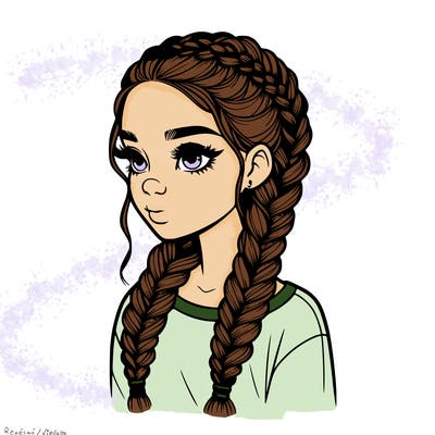 realistic girl with braids