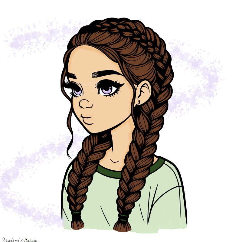 realistic girl with braids