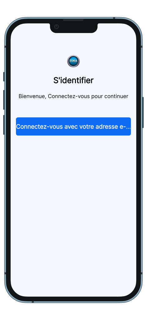 ESMIA Innovation - ESMIA Innovation login screen with welcome message and email sign in button