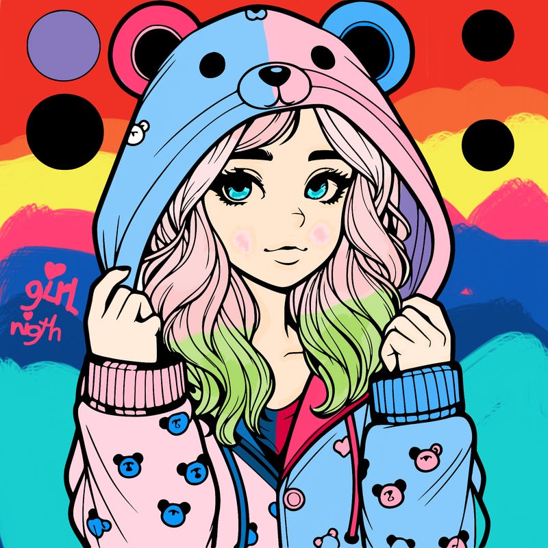 realistic girl in a animal pjs hoodie