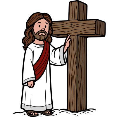 jesus standing beside the cross