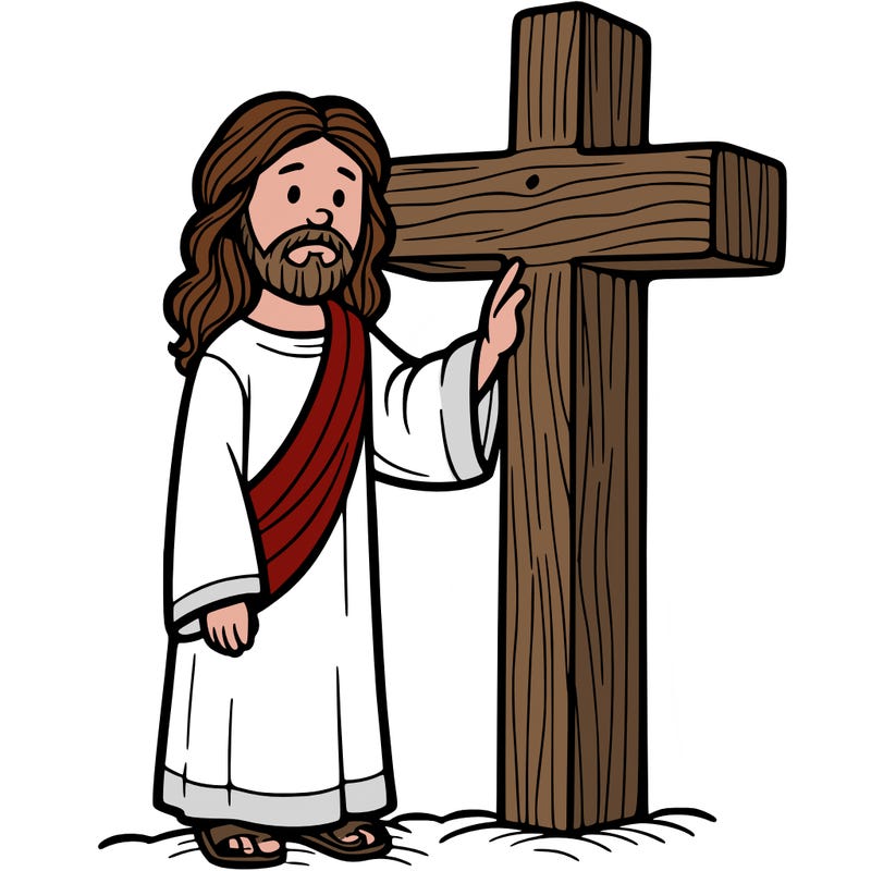 jesus standing beside the cross