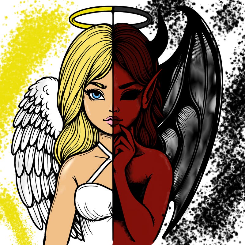 realistic angel half demon