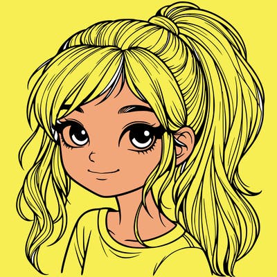 realistic girl with ponytail