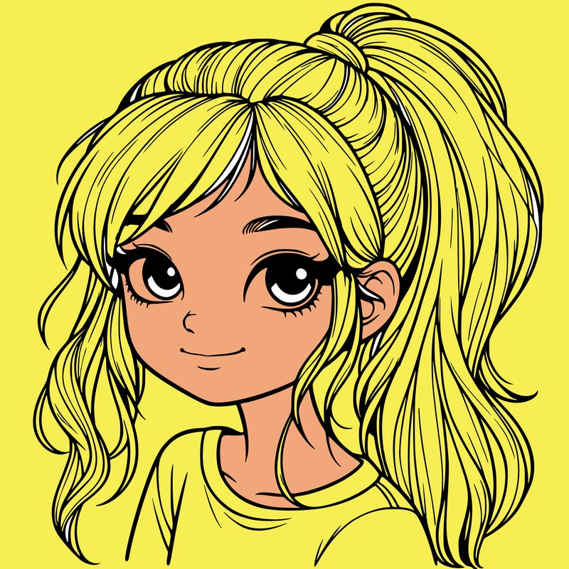 realistic girl with ponytail