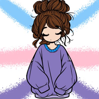 girl with baggy sweatshirt and messy bun