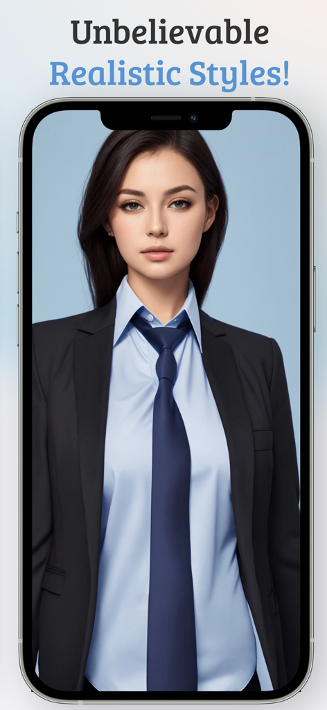 AI generated realistic professional photo of a woman in a suit and tie