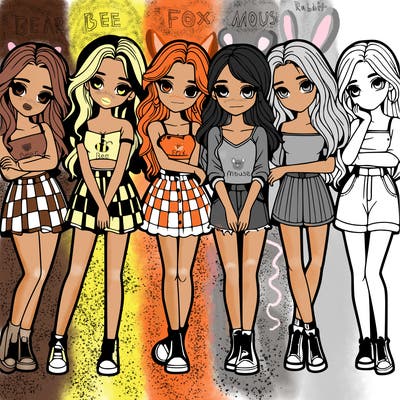 a group of girls realistic