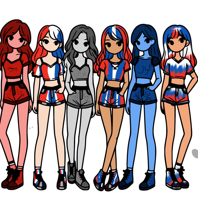 a group of girls wearing crop tops and shorts