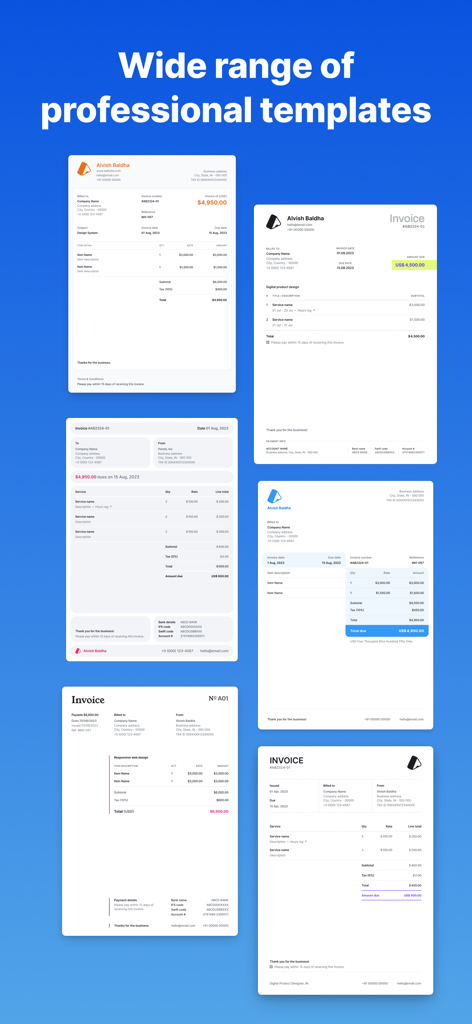 Simple Invoice Bill Maker - A collection of professional and customizable invoice templates for freelancers and small business owners.