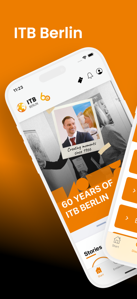 ITB Berlin - The ITB Berlin app home screen displaying a 60th anniversary celebration graphic