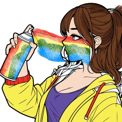 a realistic girl spray, painting